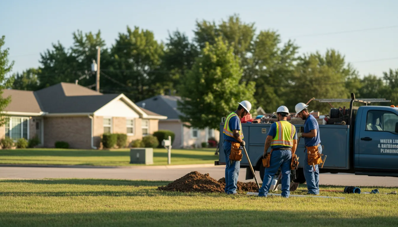 Residential water line and bathroom plumbing service in Cromwell, IA
